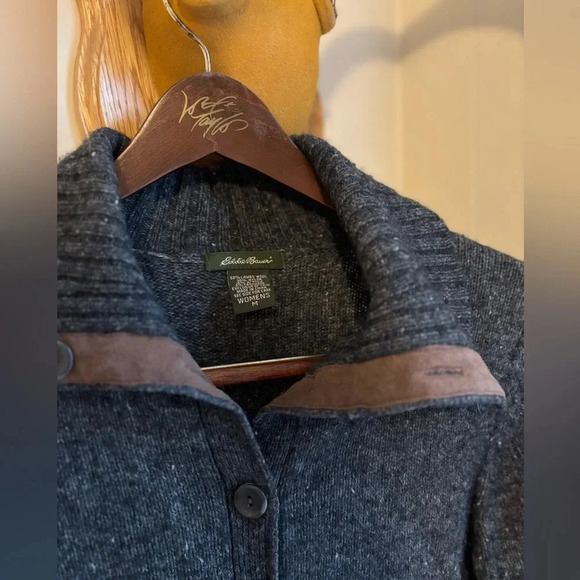 Eddie Bauer Elbow Patch Tweed Sweater Cardigan - Picture 2 of 3